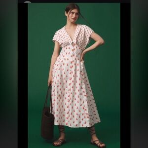 Anthropologie Red Pineapple ButtonDown NWOT